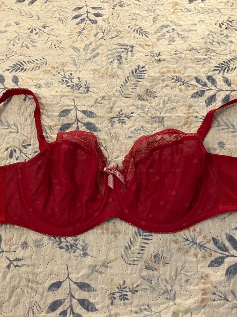 Cleo by Panache Marcie pink polka dot balconnet bra 32G UK